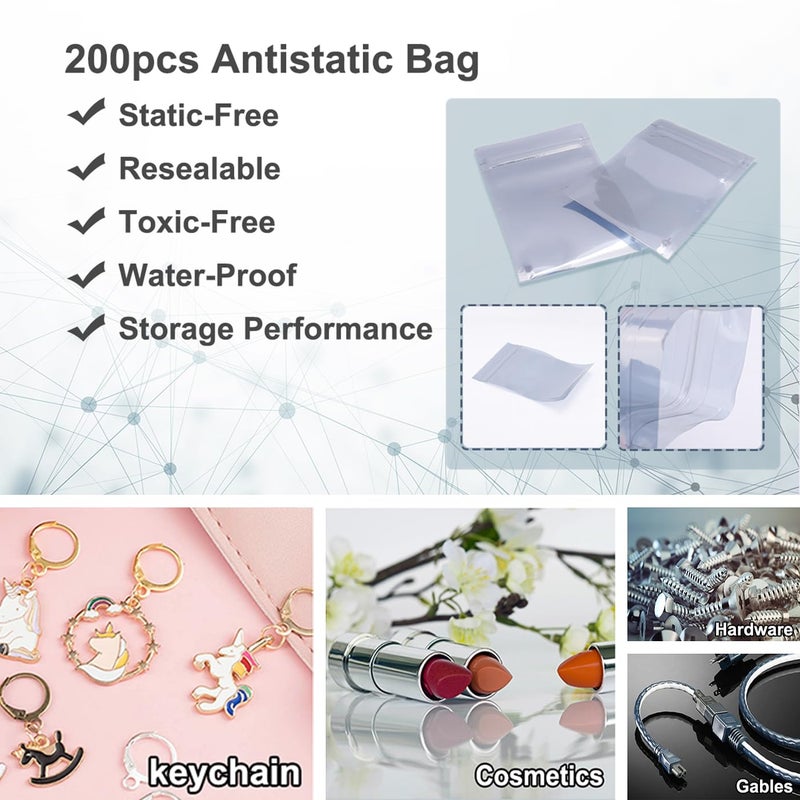 Ellbest 200pcs Antistatic Bag 2.75x4.33 inch Storage Resealable Bags for HDD and Other Electronic Devices Hard Drive - Image 4